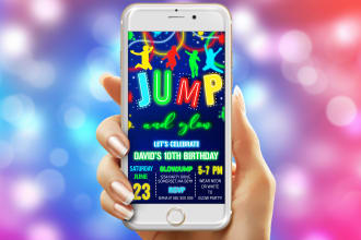 do glow jump party, digital, text phone invite