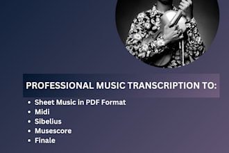 transcribe all your music audios to sheet music and midi