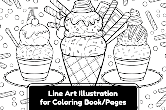 draw digital hand drawn line art for coloring book or pages