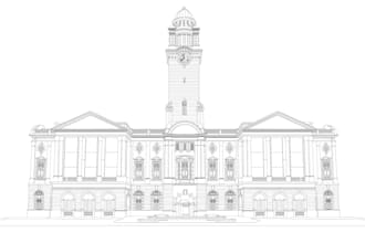 architectural sketch of buildings for commercial using