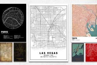 design city map poster or wall art print canvas