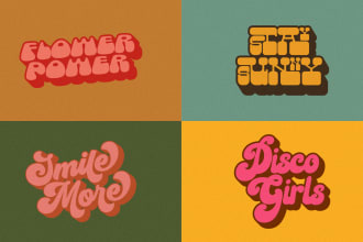 design 70s 3d text retro vintage font logo and t shirt