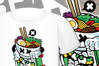 create an awesome cartoon illustration for a t shirt design