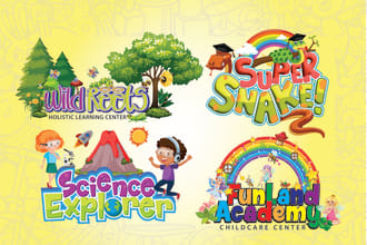 design baby shop, child care, day care, school and kids logo