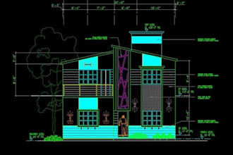 draft architectural 2d floor plans, sections, and elevations in autocad