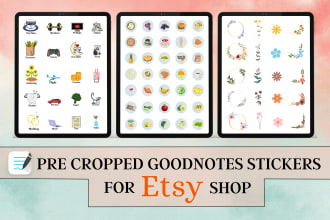 create goodnotes pre cropped digital stickers book for etsy shop