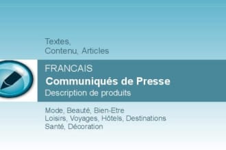 write website content and articles in French