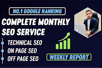 provide complete monthly SEO services with on page, off page, technical