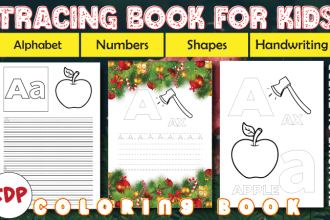 create kids handwriting book, alphabet, and number tracing