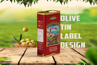 creat professional olive oil box and label