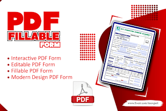 professionally create custom interactive fillable PDF form, with fast delivery