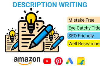 write description for ads, pinterest, youtube or products