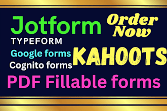 create jotform, typeform, google forms, cognito forms, PDF fillable forms kahoot