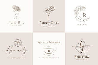 design a feminine botanical boho hand drawn logo for you
