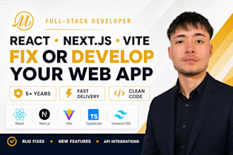 fix or develop web application with react, nextjs, vite