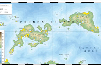 create a fantasy atlas map, vector world map