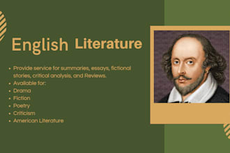 write summaries and critical analysis on english literature forms