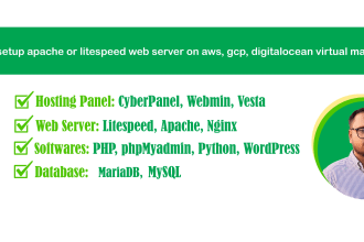 setup apache or litespeed web server on your aws, gcp,  digitalocean, vultr vm