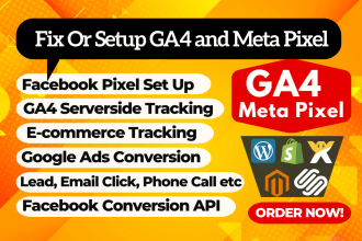 fix or set meta pixel, ga4 ecommerce tracking, ga4 server side tracking by GTM