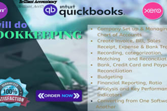 do bookkeeping in quickbooks, waves, zohobooks, zero, freshbooks and sage 50