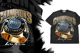 design amazing custom champions ring tshirt