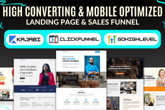 build sales funnel, landing page on kajabi clickfunnels kartra ghl gohighlevel