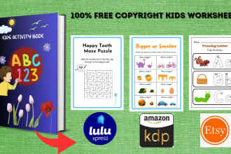 do custom kids worksheets,kids activities,kids coloring book,kdp