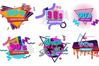 design a retro 80s 90s pop style typography logo for you