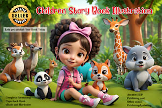 do children story book illustration, formatting and layout for publishing KDP