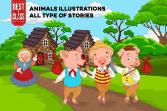 do children book illustration and cover, children story book page for amazon