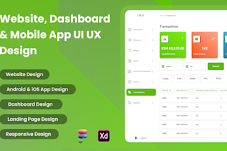 do dashboard ui ux design, website and mobile app ui ux design in figma