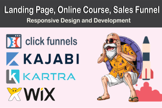 design clickfunnels, wix, kajabi, kartra landing page sales funnel