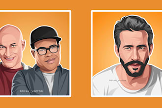 draw amazing and funny vector cartoon potrait