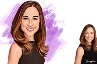 do portrait cartoon caricature headshot avatar from photo in 24 hours