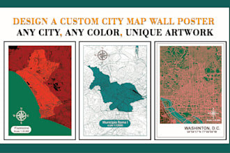 design a custom city map wall poster, any city, any color