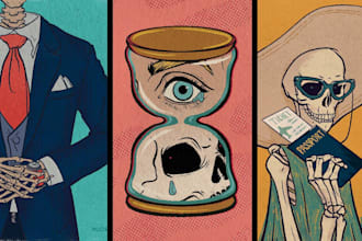draw a digital retro horror illustration