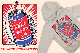 do vintage retro or cyberpunk vaporwave streetwear graphic t shirt design