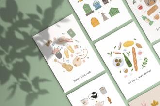 draw digital illustration for postcard