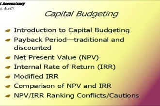 do capital budgeting, investment appraisal,payback period, arr, irr, npv and roi