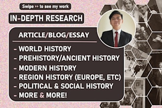 research and write on any aspect of history