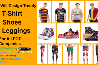 create t shirt designs, leggings and shoes designs for you