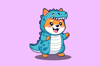 draw cute cartoon animal or any other character