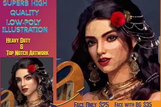create a low poly, polygonal art, or high poly of anything for you