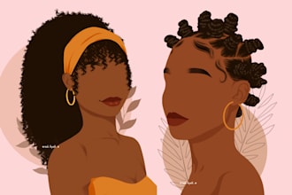 do minimalist african american women illustration