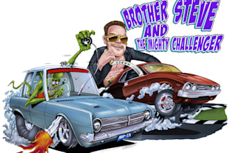 design hot rod car or motorcycle in cartoon for tshirt