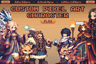 draw pixel art character, background, any pixel art and animated pixel art