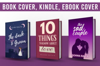 design book covers, ebook covers, kindle covers with 3d mockup