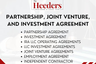 draft your partnership, joint venture and investment agreement