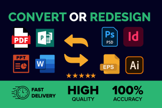 convert or redesign your pdf, word, pub, PPT, ai, indesign