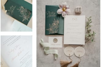 design wedding invitation suite, save the date, rsvp, menu